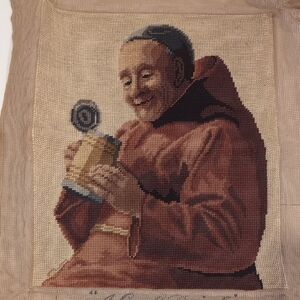 Vintage Bucilla Finished Monk Needlepoint Tapestry